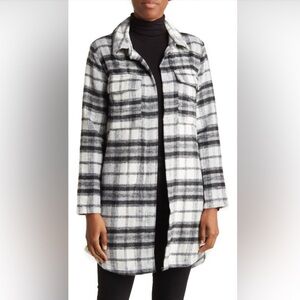 Melloday Black and White Plaid Coat 1X